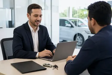 Profissional efetivando o licenciamento de veículo.